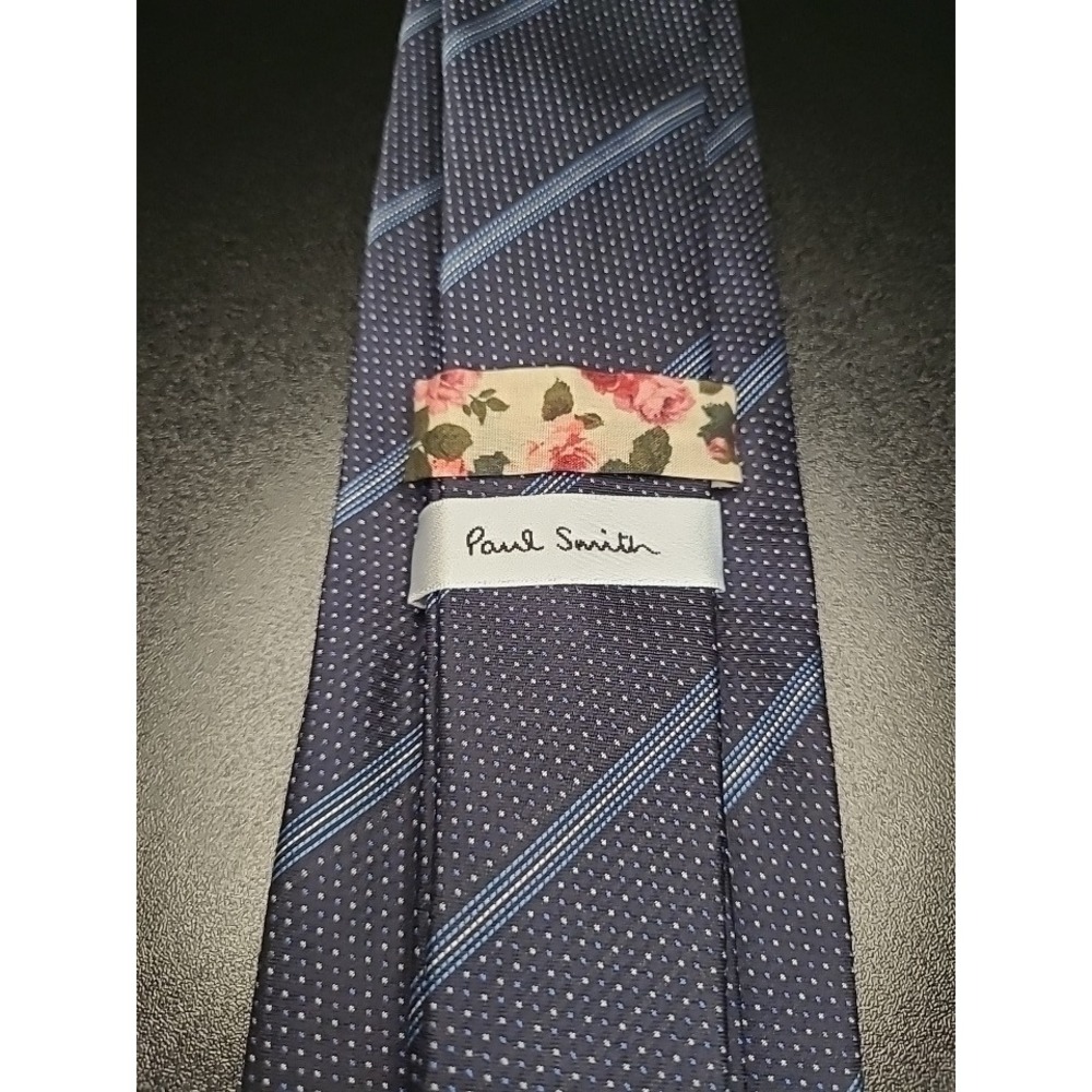 Paul Smith Men's Necktie Navy Blue Striped Silk 3.25" x 58" Excellent